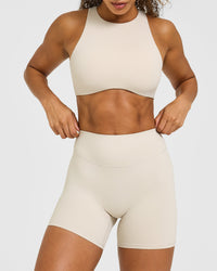 SoftMotion™ Scoop Neck Long Sleeve Top with Built in Bra Shelf with White Logo