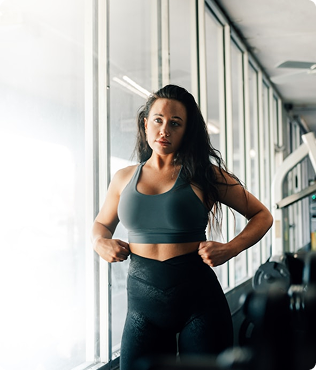 SoftMotion™ Scoop Neck Long Sleeve Top with Built in Bra Shelf with White Logo